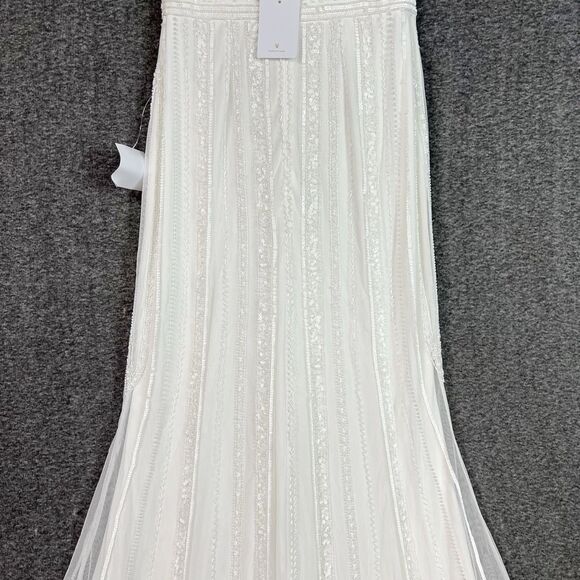 Lulus Stunning Vow White Beaded Sequin Maxi Dress Size L NWT - Picture 11 of 16
